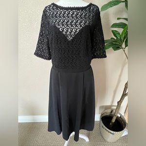 Boden 12L formal black dress lace top fully lined skirt